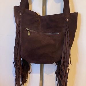 Suede fringe handbag